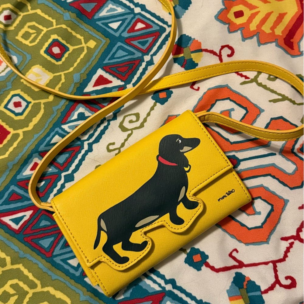NWOT RARE Marc Tetro Yellow Crossbody Bag with Dachshund Design!